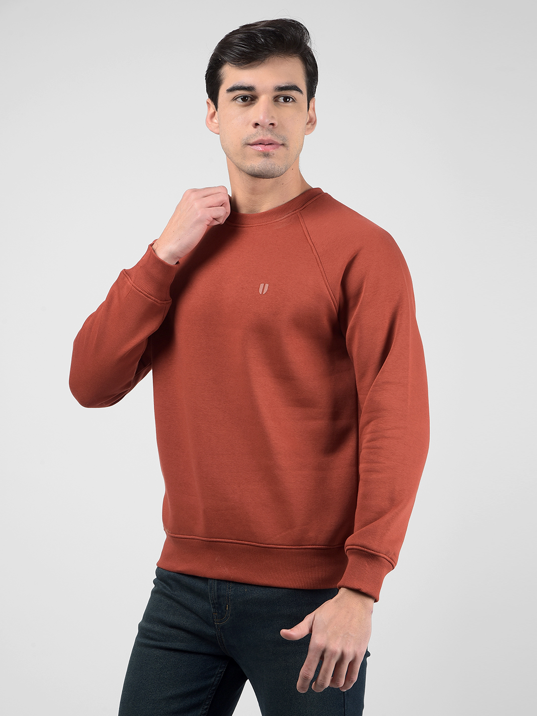 Numero Uno Men Rust Crew Neck Sweatshirts